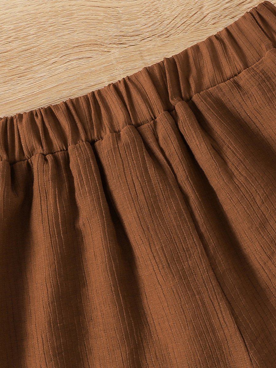 Brown Viscose Blend Top and Trousers Set