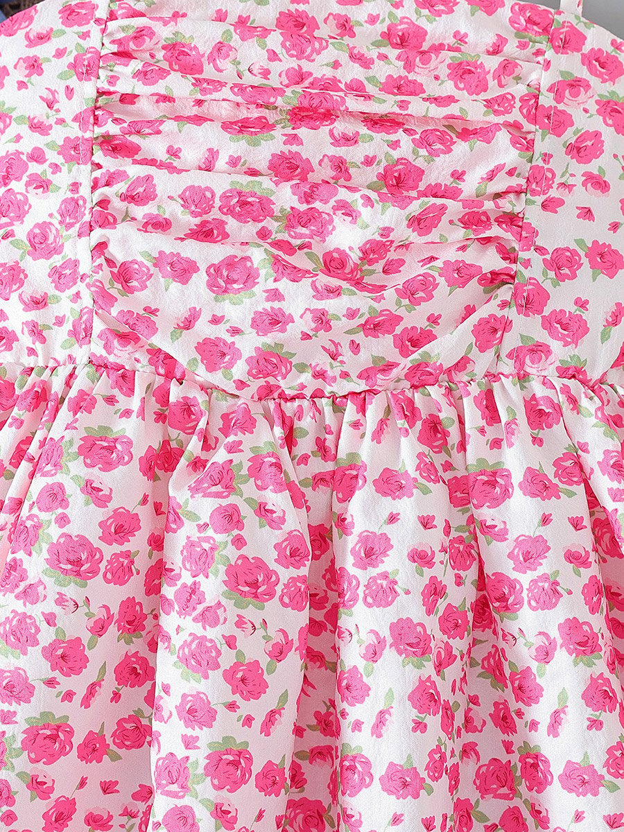 Girls Floral Strappy Dress and Denim Jacket Set