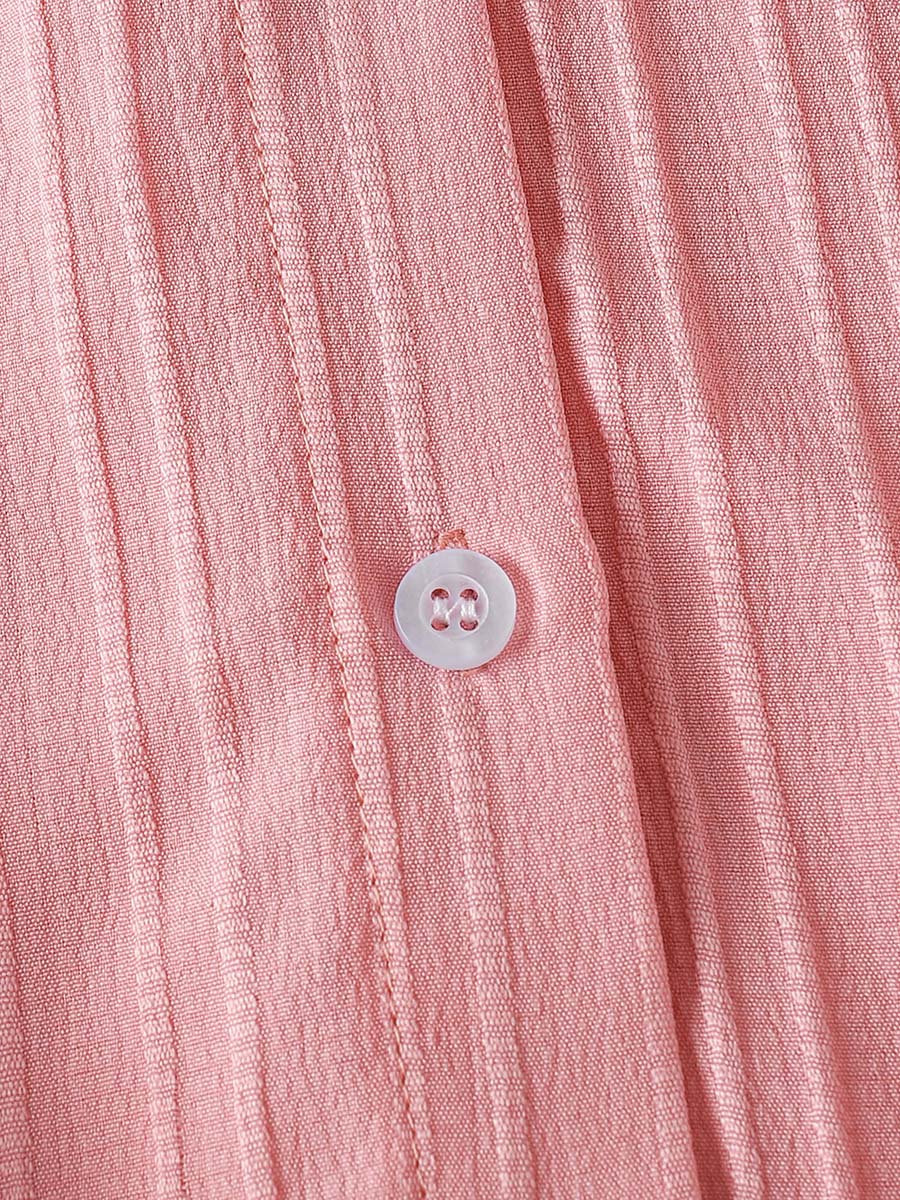 Girls Pink Textured Puff Sleeve Shirt