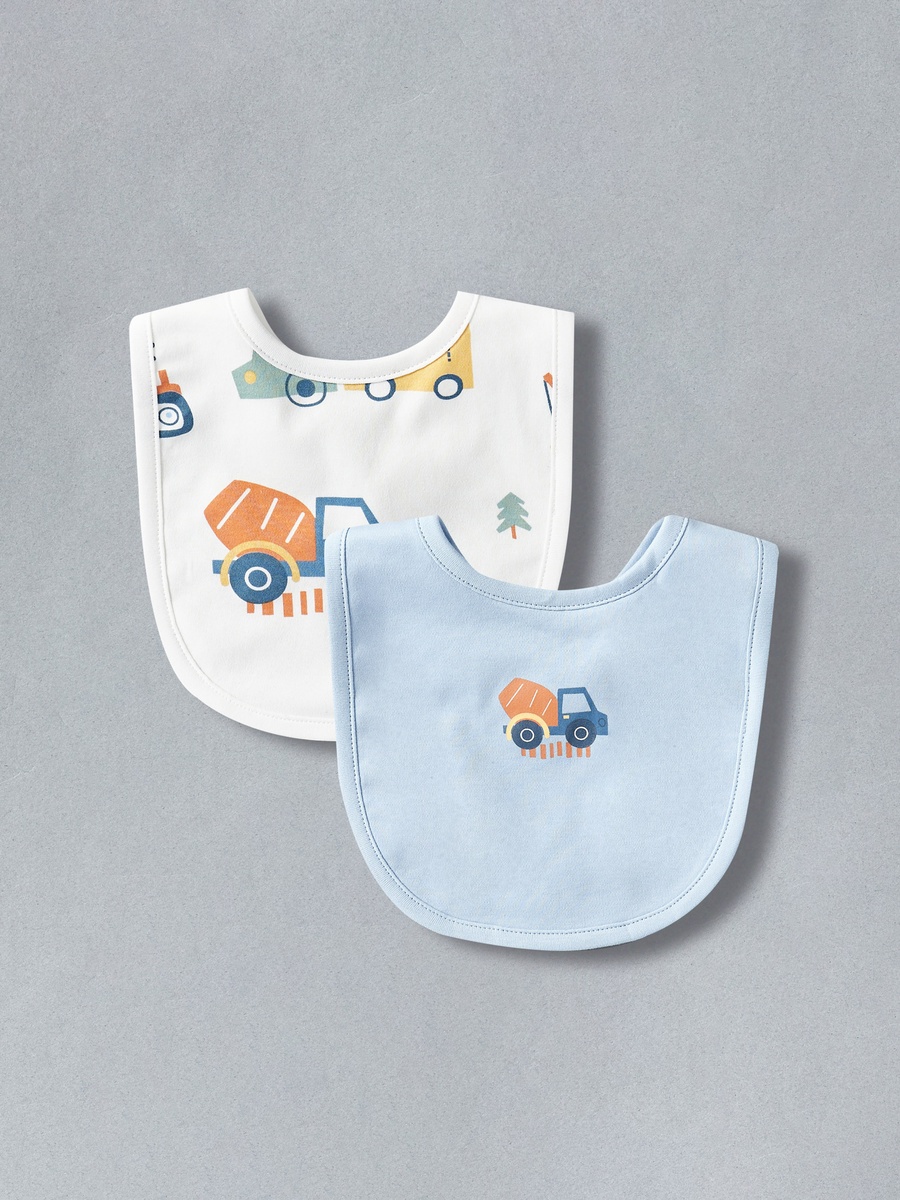 Pack of 2 - Vehicle Print Cotton Bib