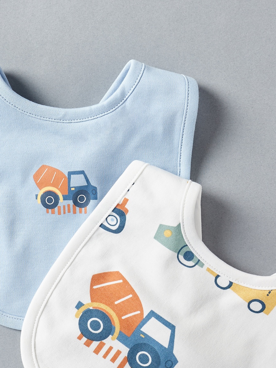 Pack of 2 - Vehicle Print Cotton Bib