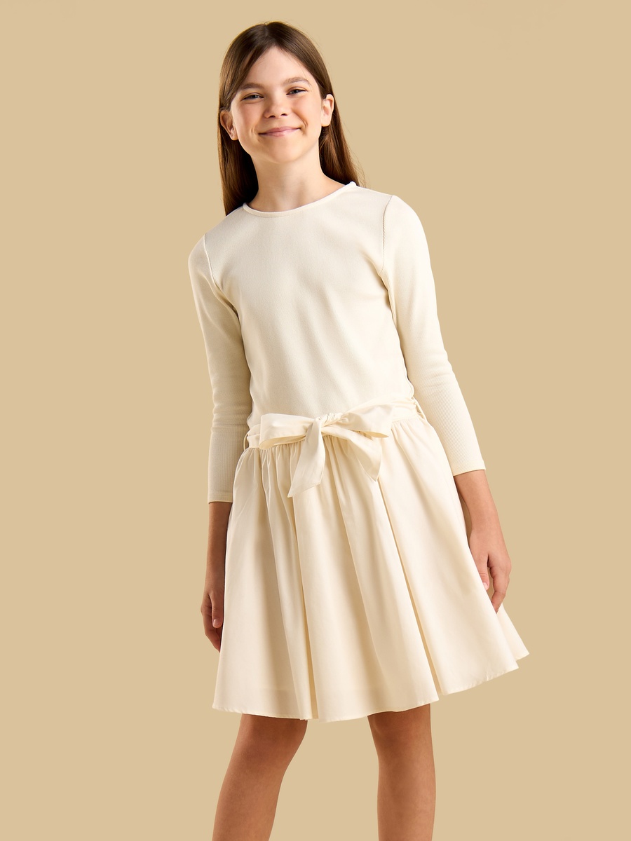 Ribbed Bow Applique Dress