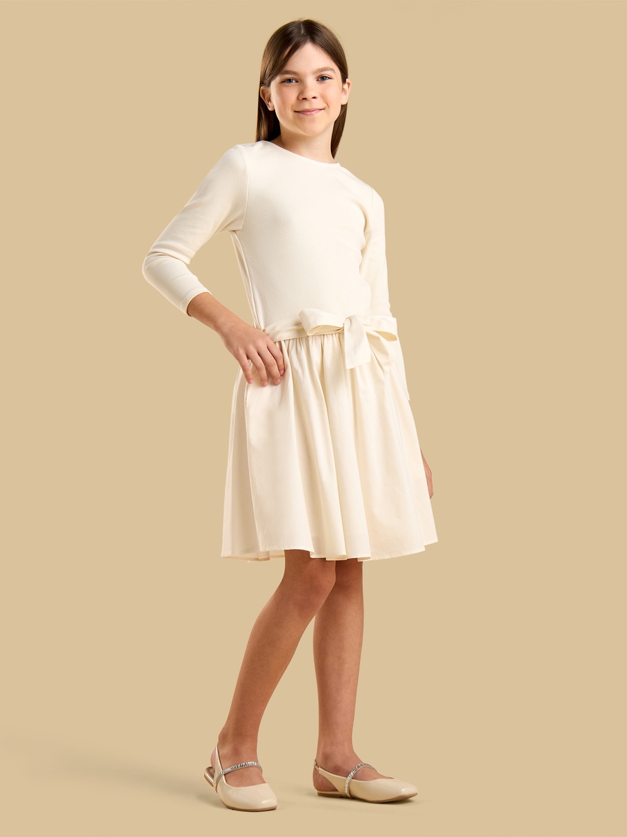 Ribbed Bow Applique Dress
