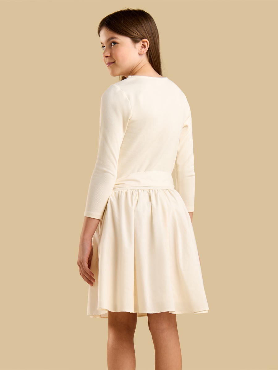 Ribbed Bow Applique Dress