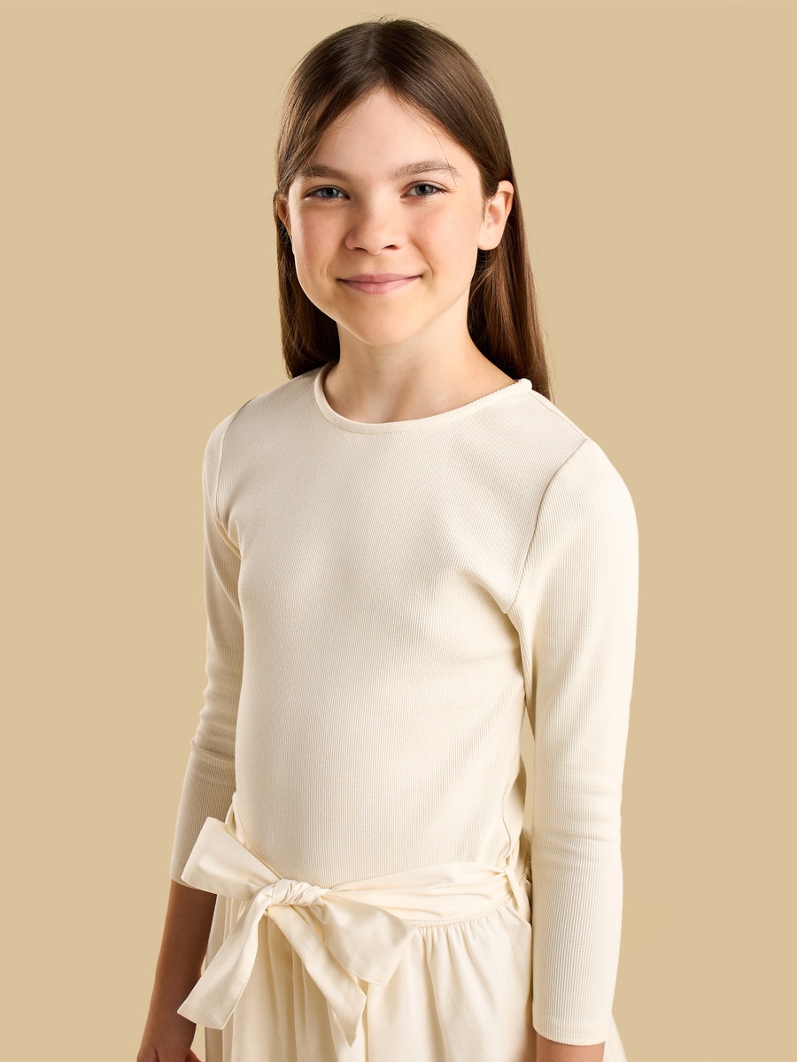 Ribbed Bow Applique Dress
