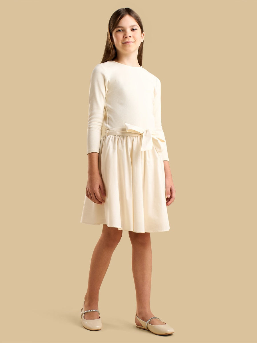Ribbed Bow Applique Dress