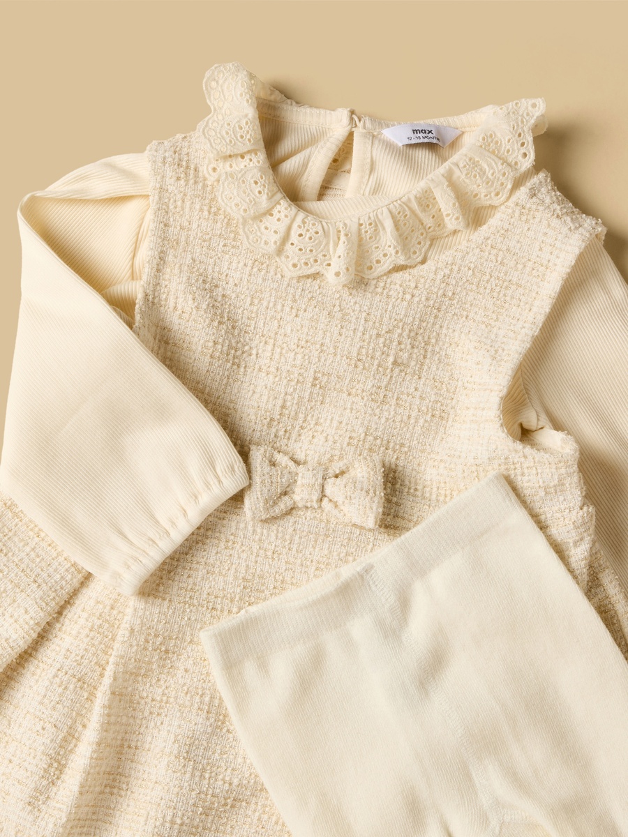 Textured Tweed Dress with Top and Tights