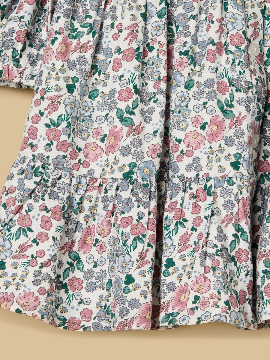 Floral Print Dress with Denim Shrug