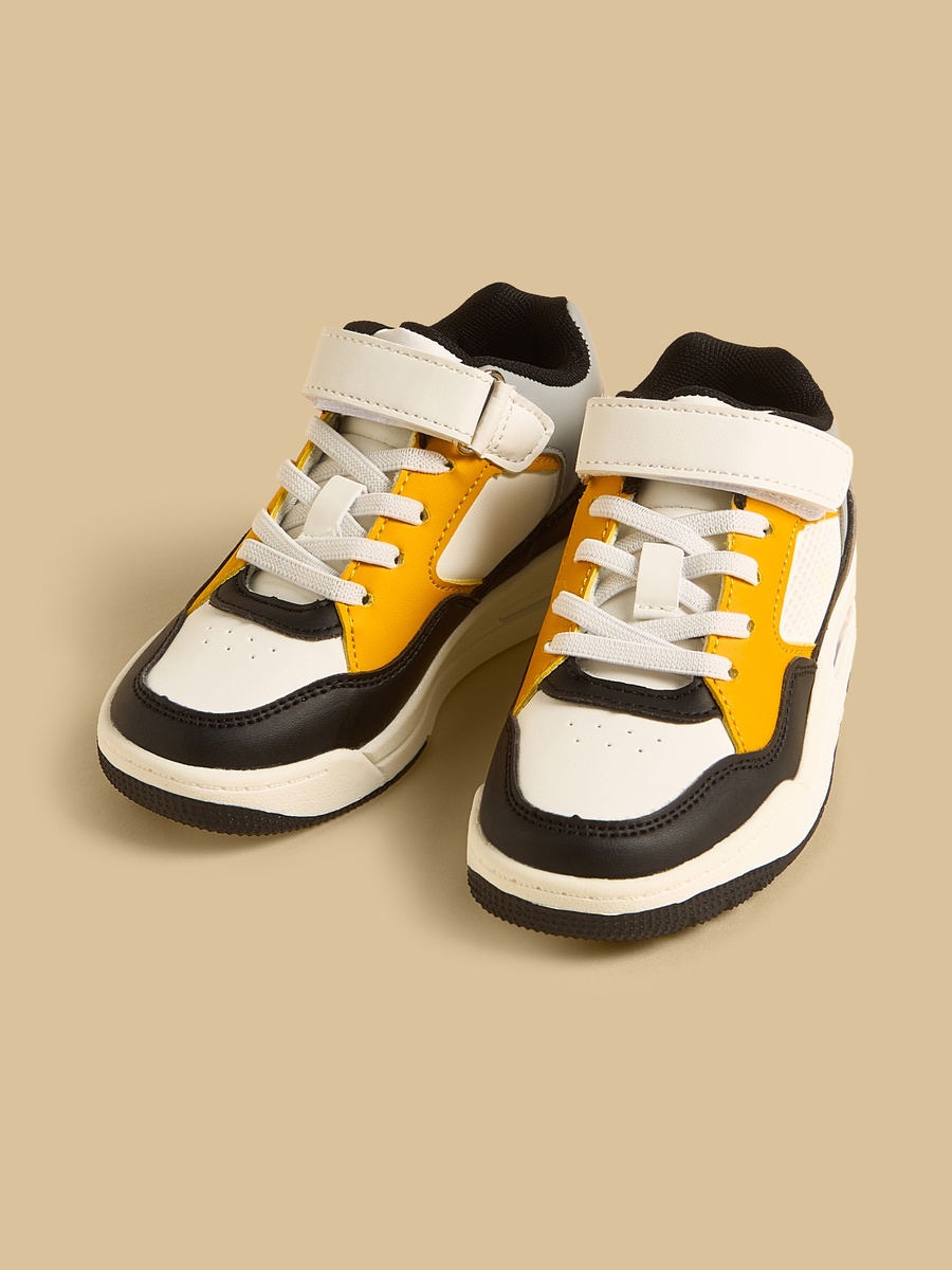 Panelled Sneakers with Hook and Loop Closure