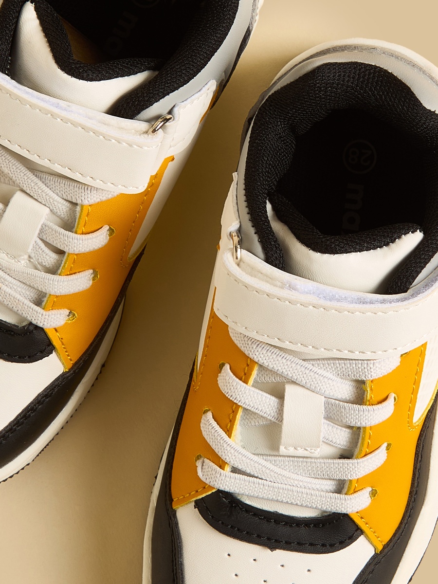 Panelled Sneakers with Hook and Loop Closure