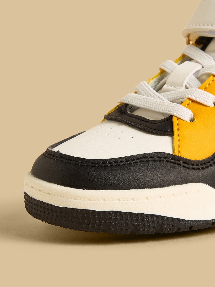 Panelled Sneakers with Hook and Loop Closure