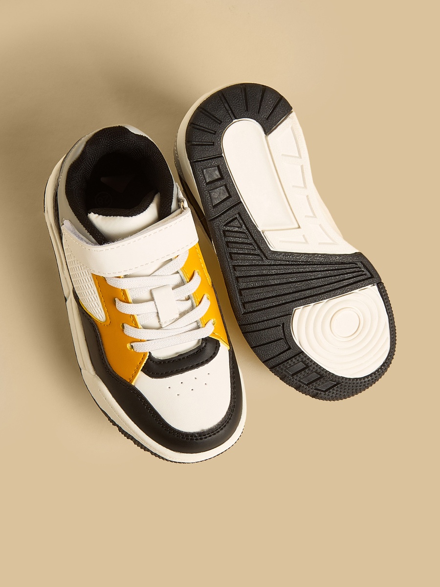 Panelled Sneakers with Hook and Loop Closure