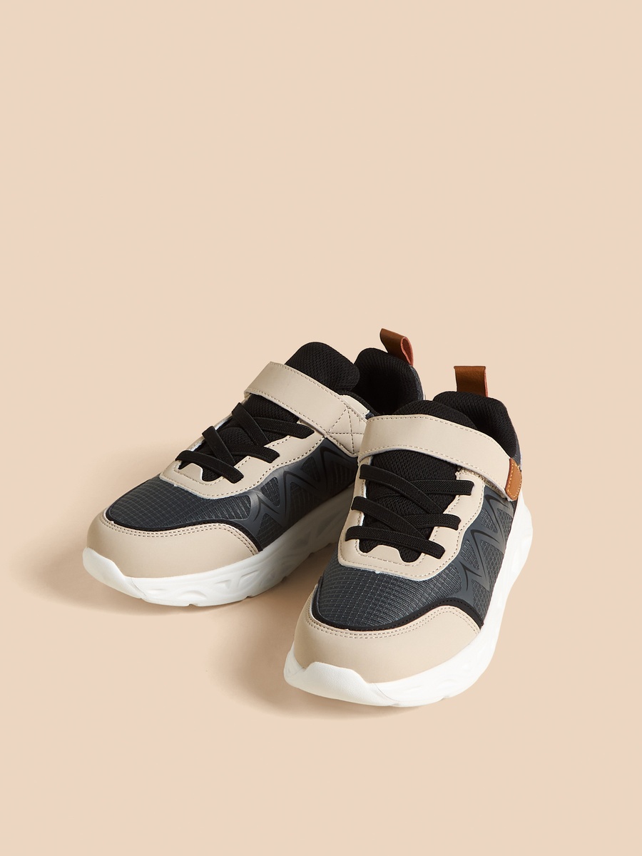 Panelled Sneakers with Hook and Loop Closure