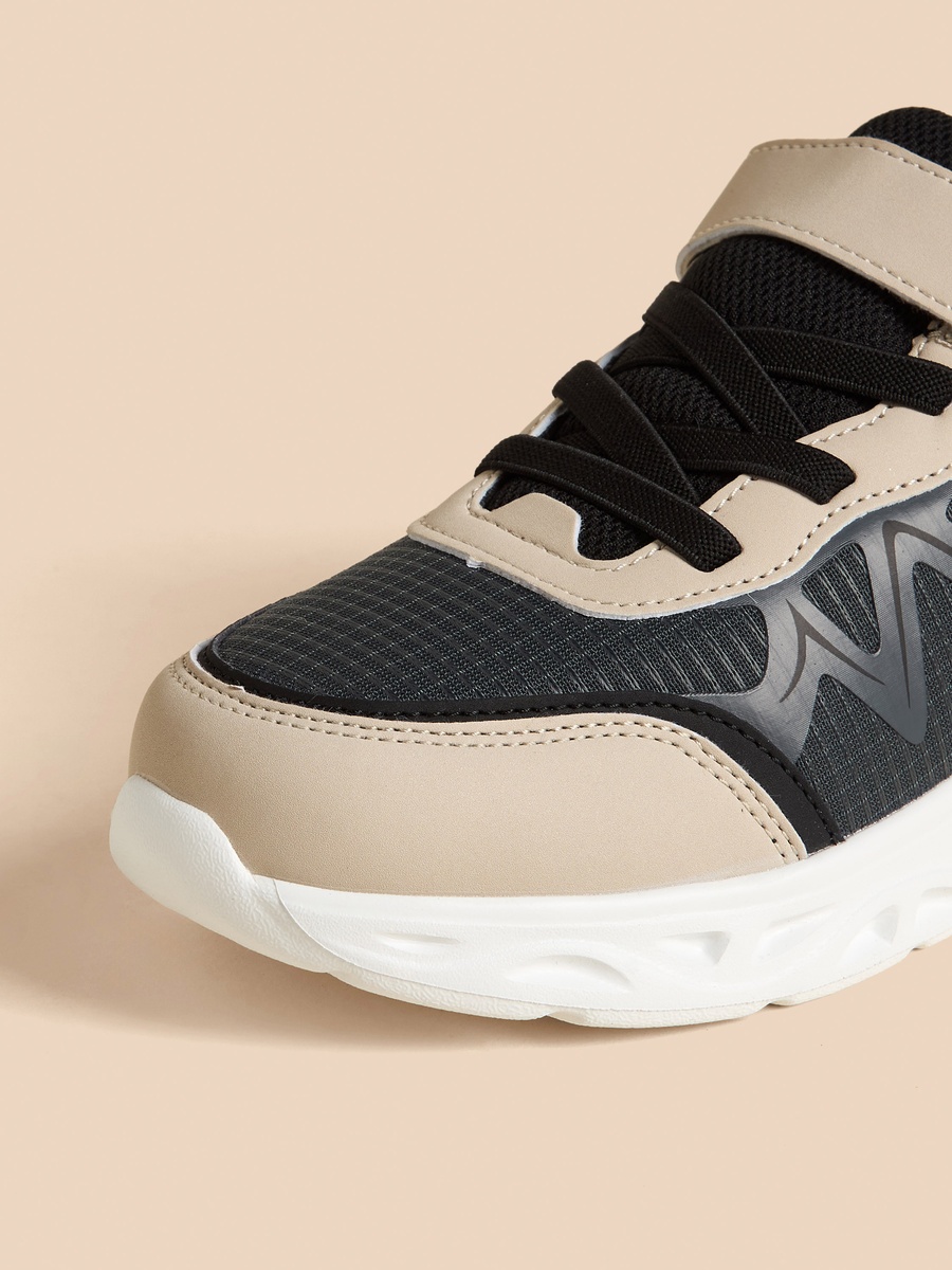 Panelled Sneakers with Hook and Loop Closure