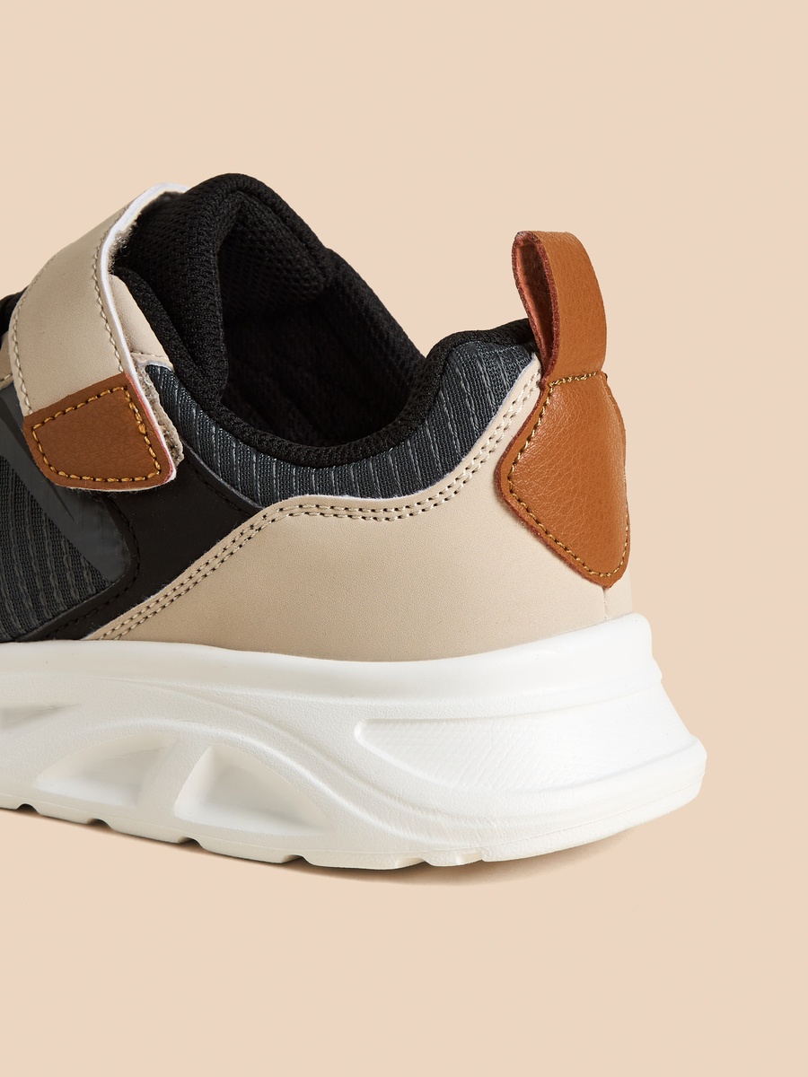 Panelled Sneakers with Hook and Loop Closure