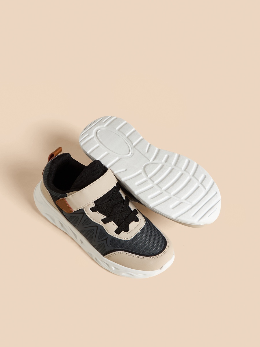 Panelled Sneakers with Hook and Loop Closure