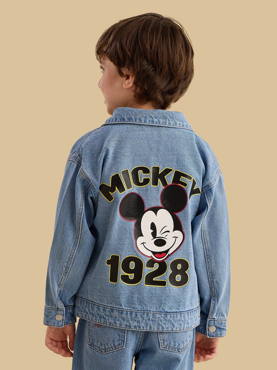 Mickey Mouse Print Cotton Denim Jacket