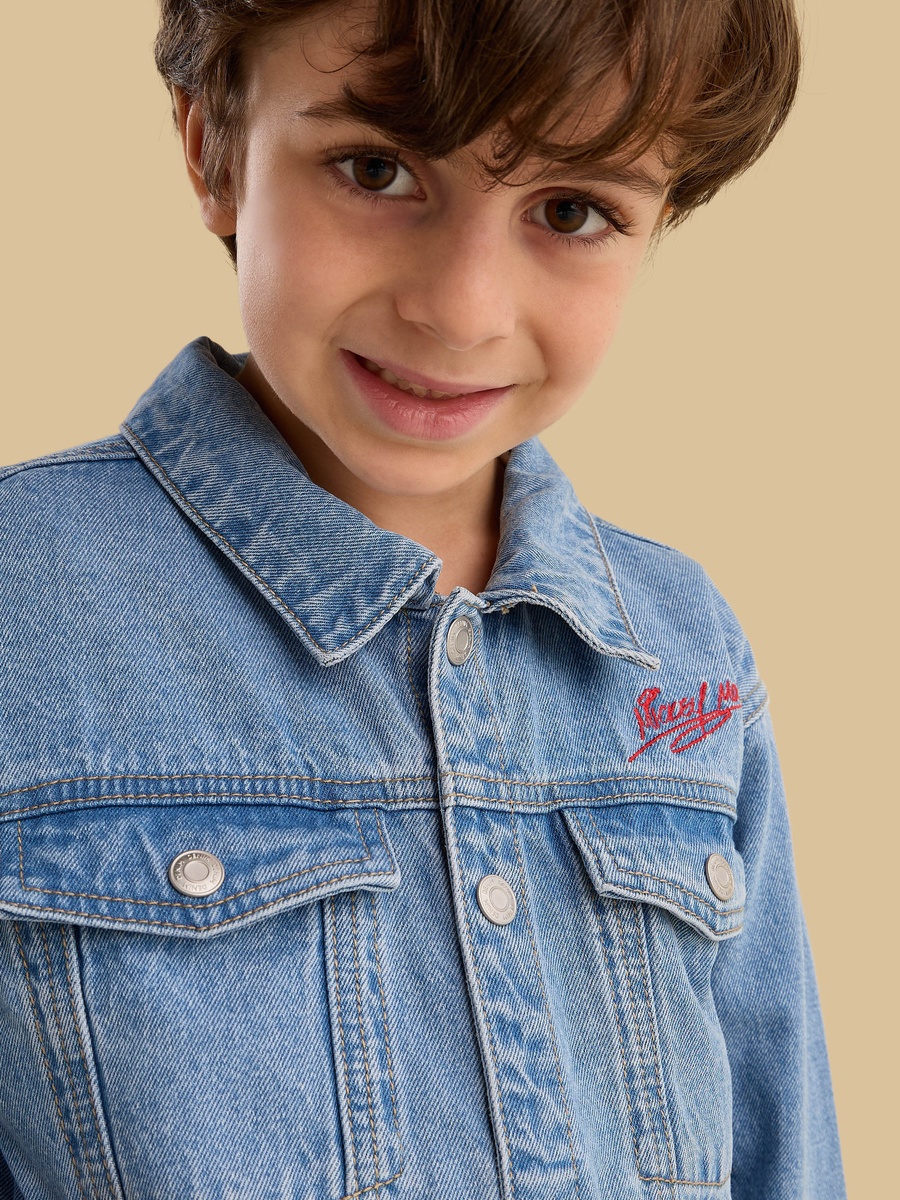 Mickey Mouse Print Cotton Denim Jacket