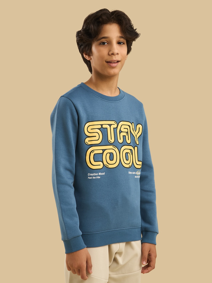 Typographic Print Cotton Sweatshirt