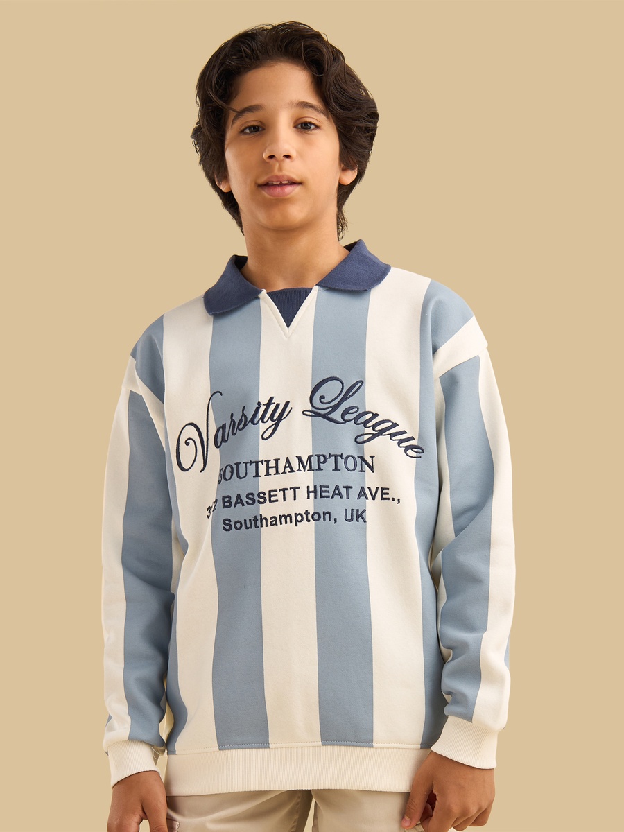 Varsity Embroidered Striped Sweatshirt