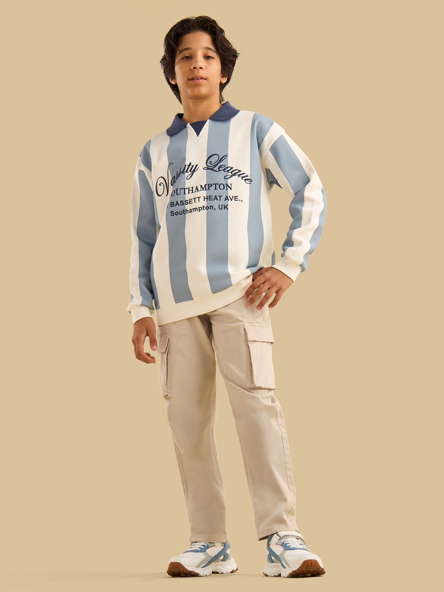 Varsity Embroidered Striped Sweatshirt