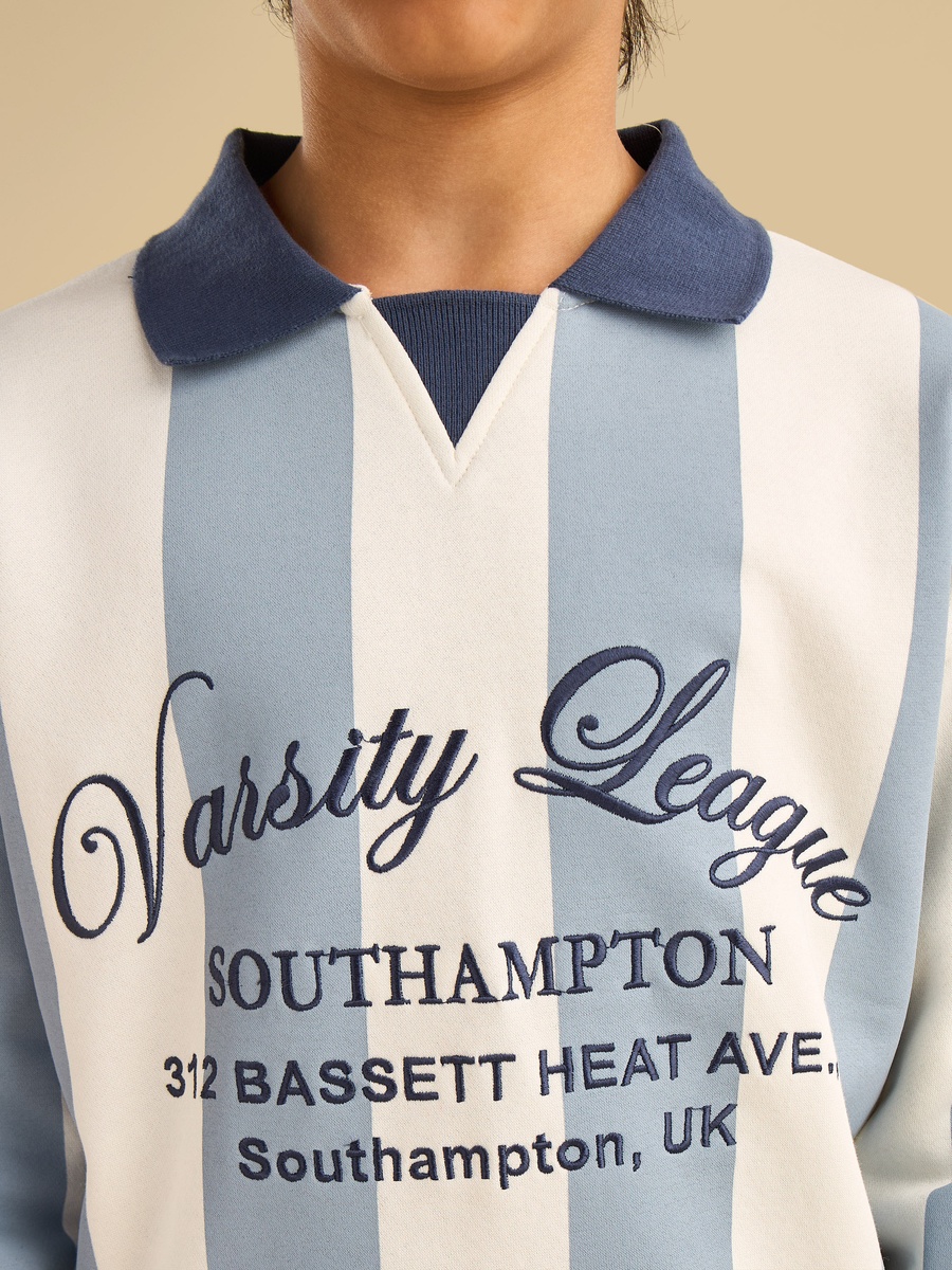 Varsity Embroidered Striped Sweatshirt
