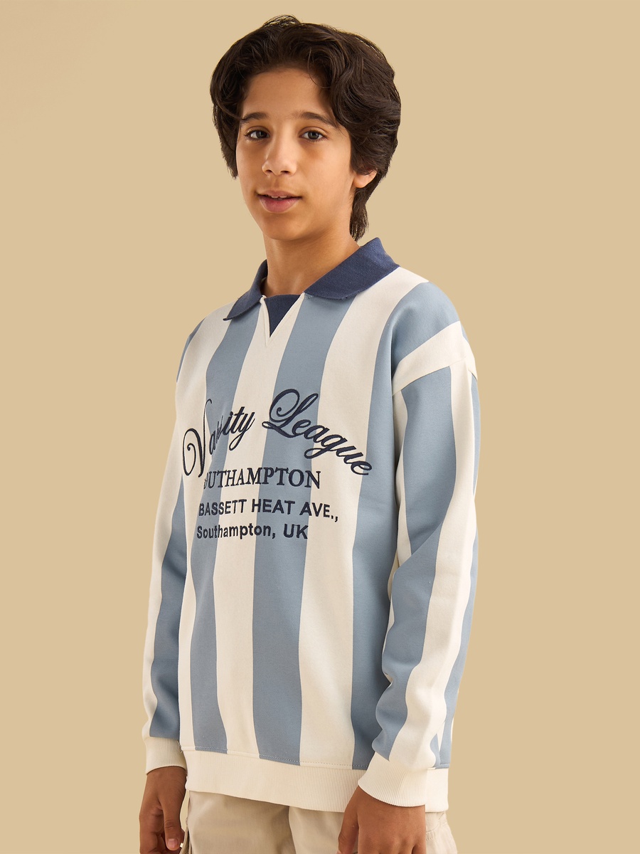 Varsity Embroidered Striped Sweatshirt