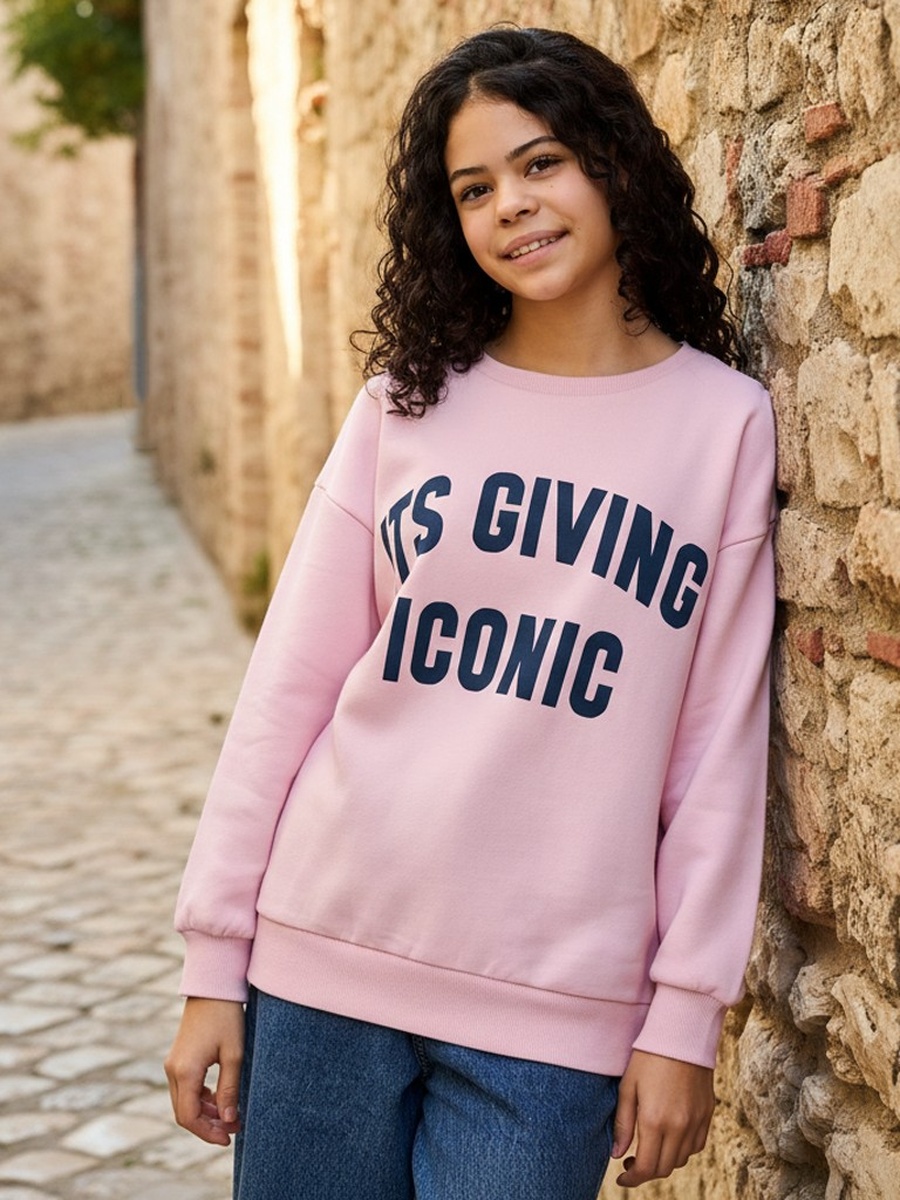 Slogan Print Oversized Sweatshirt