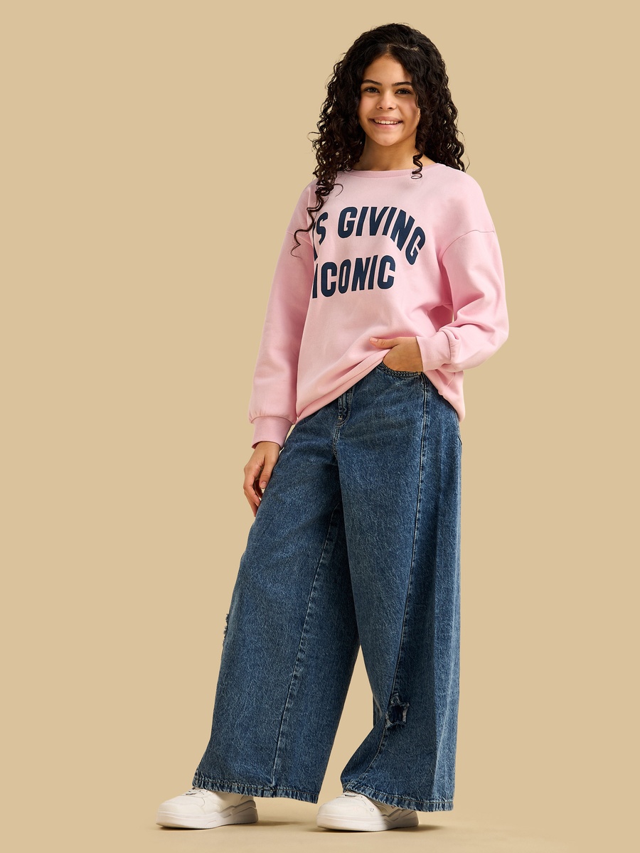 Slogan Print Oversized Sweatshirt