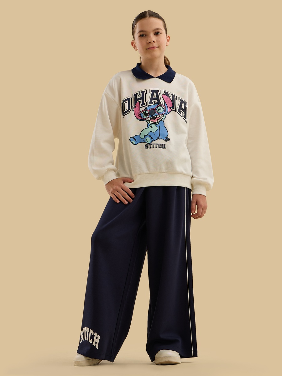 Stitch Print Polo Sweatshirt