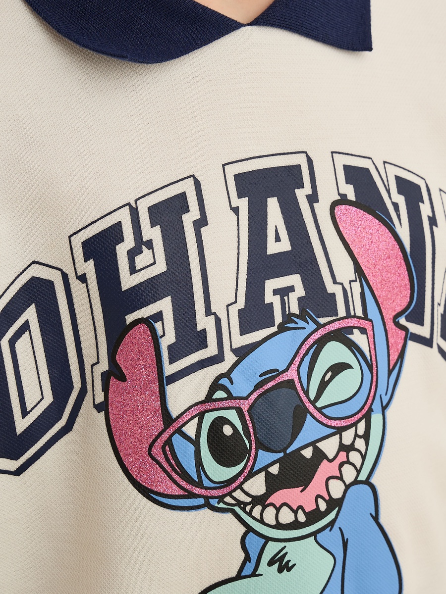 Stitch Print Polo Sweatshirt