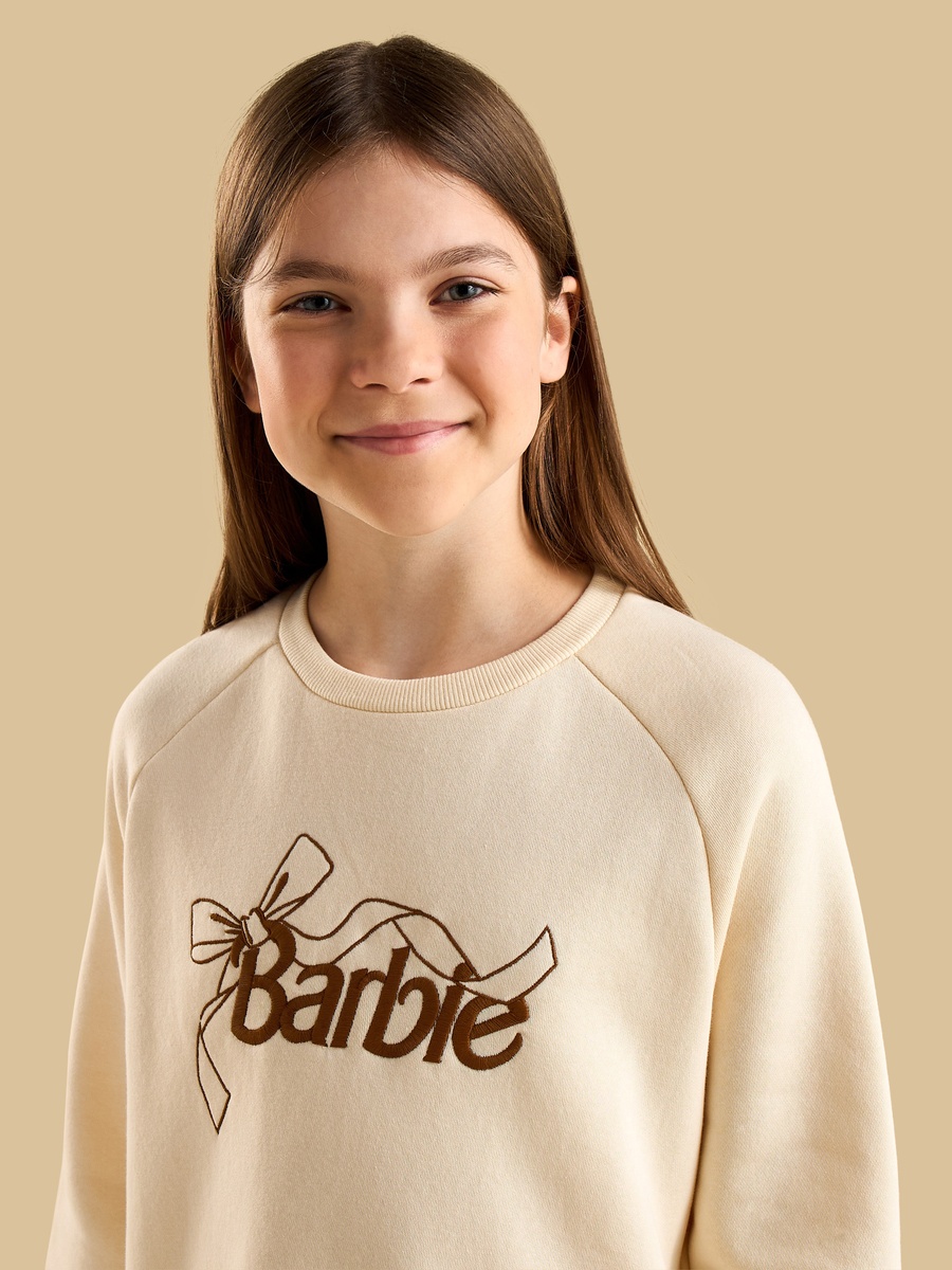 Barbie Embroidered Oversized Sweat Dress with Lace Hem
