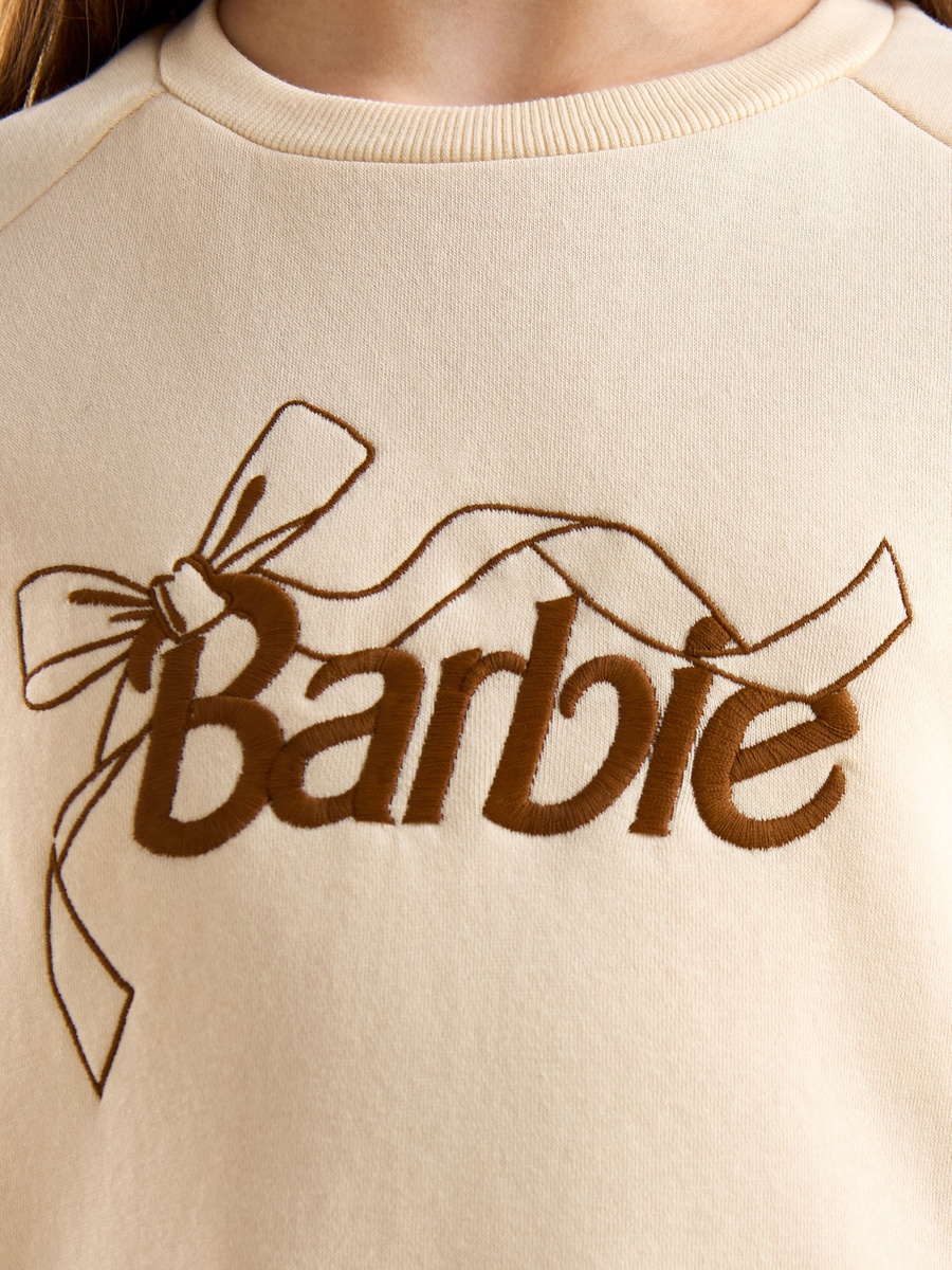 Barbie Embroidered Oversized Sweat Dress with Lace Hem