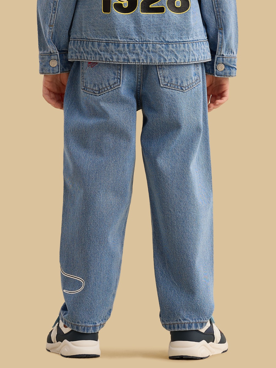 Mickey Mouse Print Cotton Jeans