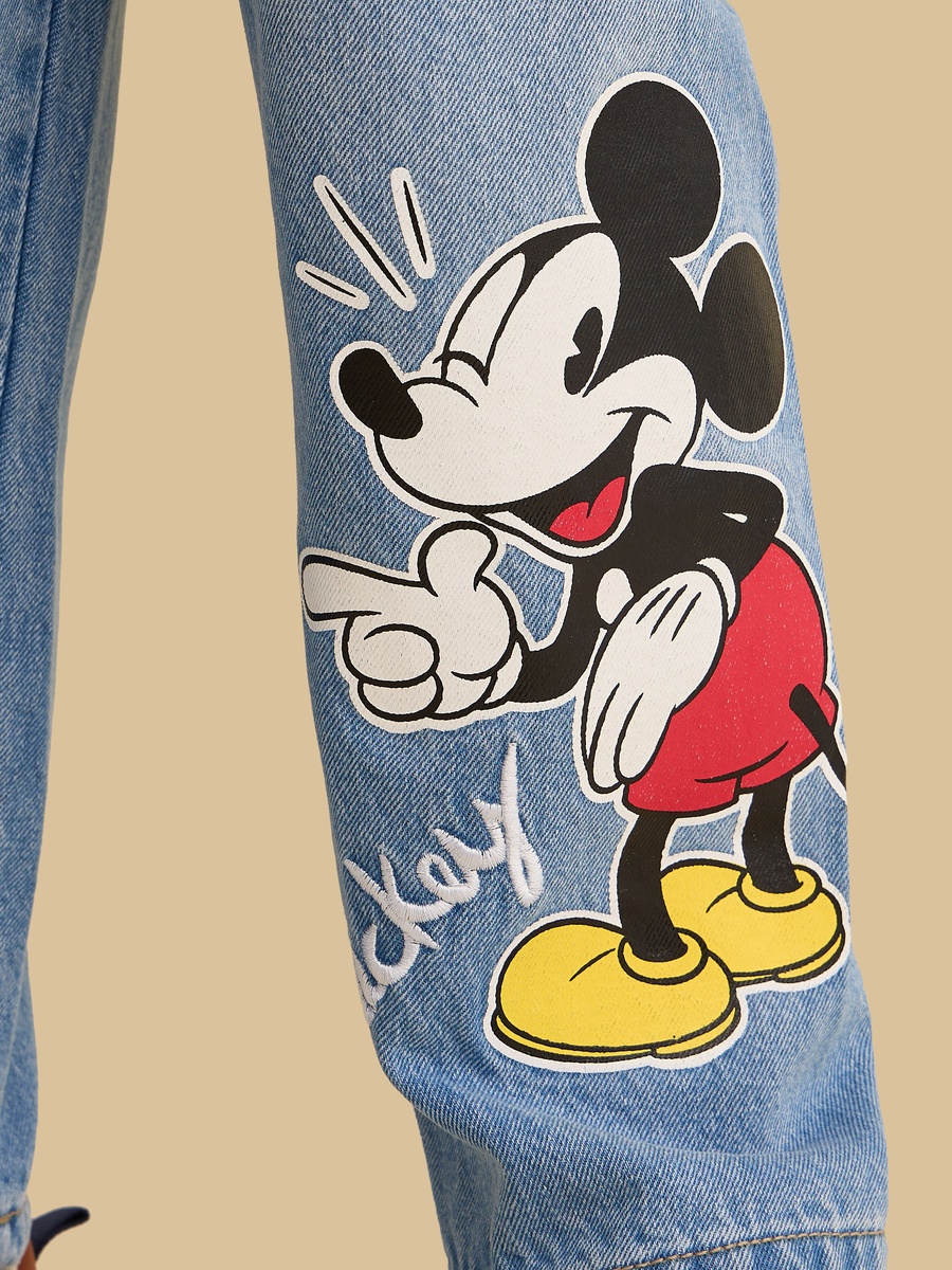 Mickey Mouse Print Cotton Jeans