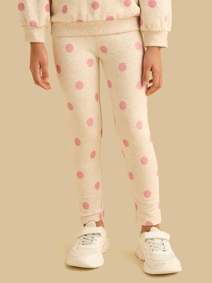 Polka Dot Print Brushed Leggings