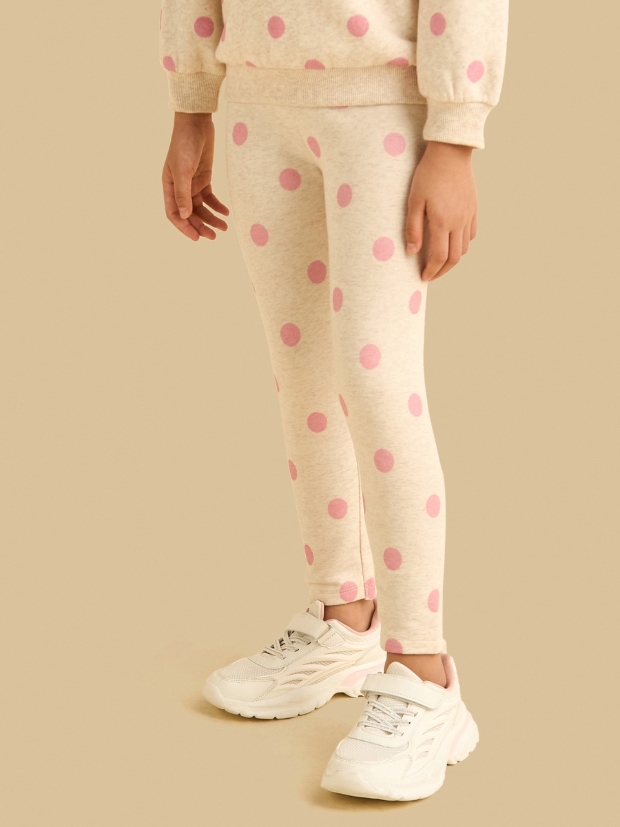 Polka Dot Print Brushed Leggings