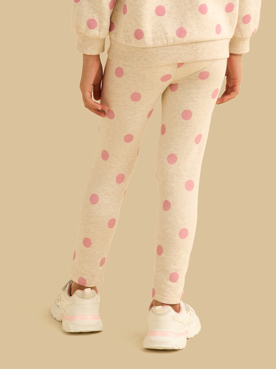 Polka Dot Print Brushed Leggings