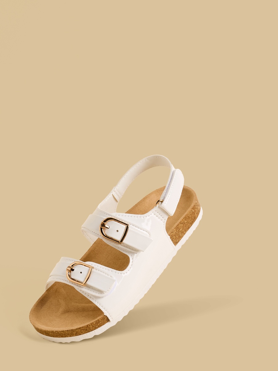 Buckle Detail Sandals with Hook and Loop Closure