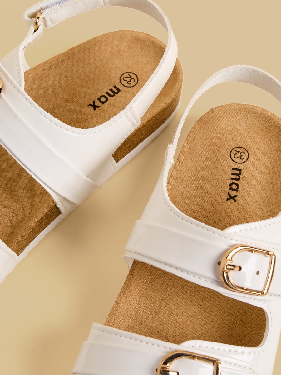 Buckle Detail Sandals with Hook and Loop Closure