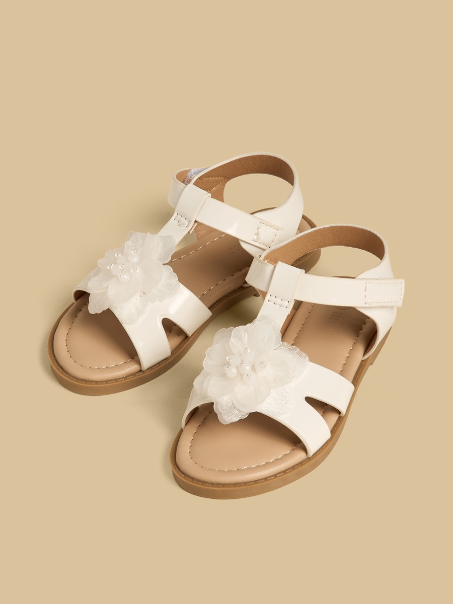 Floral Accent Sandals with Hook and Loop Closure