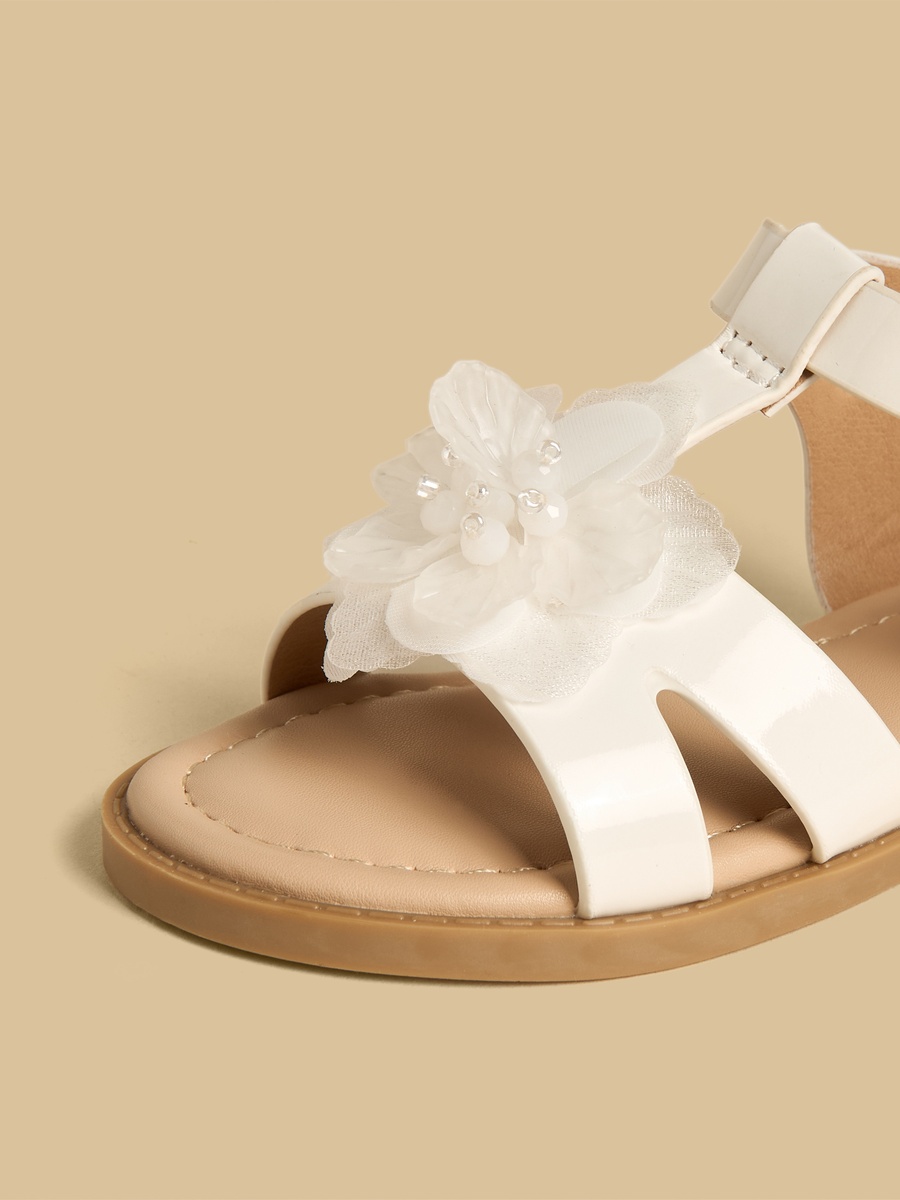 Floral Accent Sandals with Hook and Loop Closure