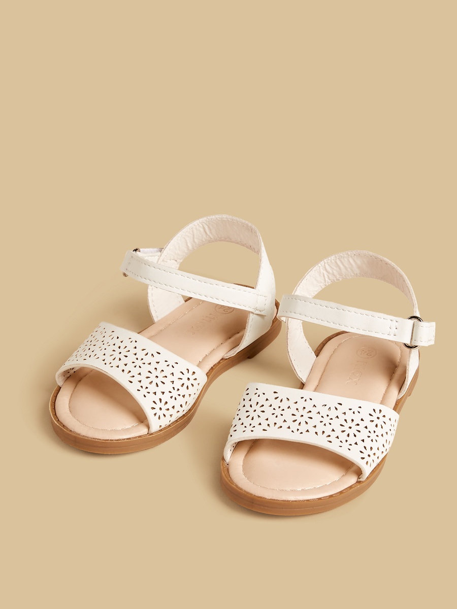 Cutout Design Sandals with Hook and Loop Closure