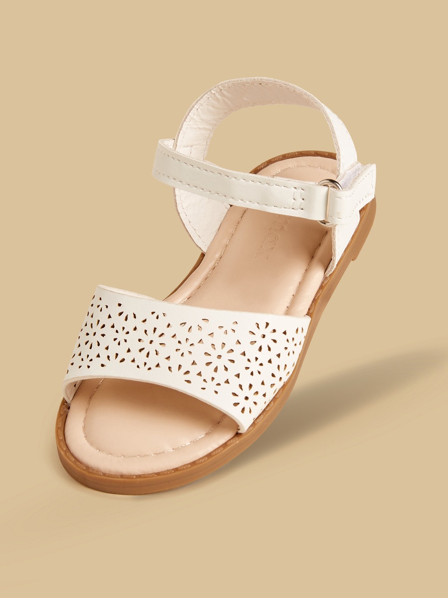 Cutout Design Sandals with Hook and Loop Closure