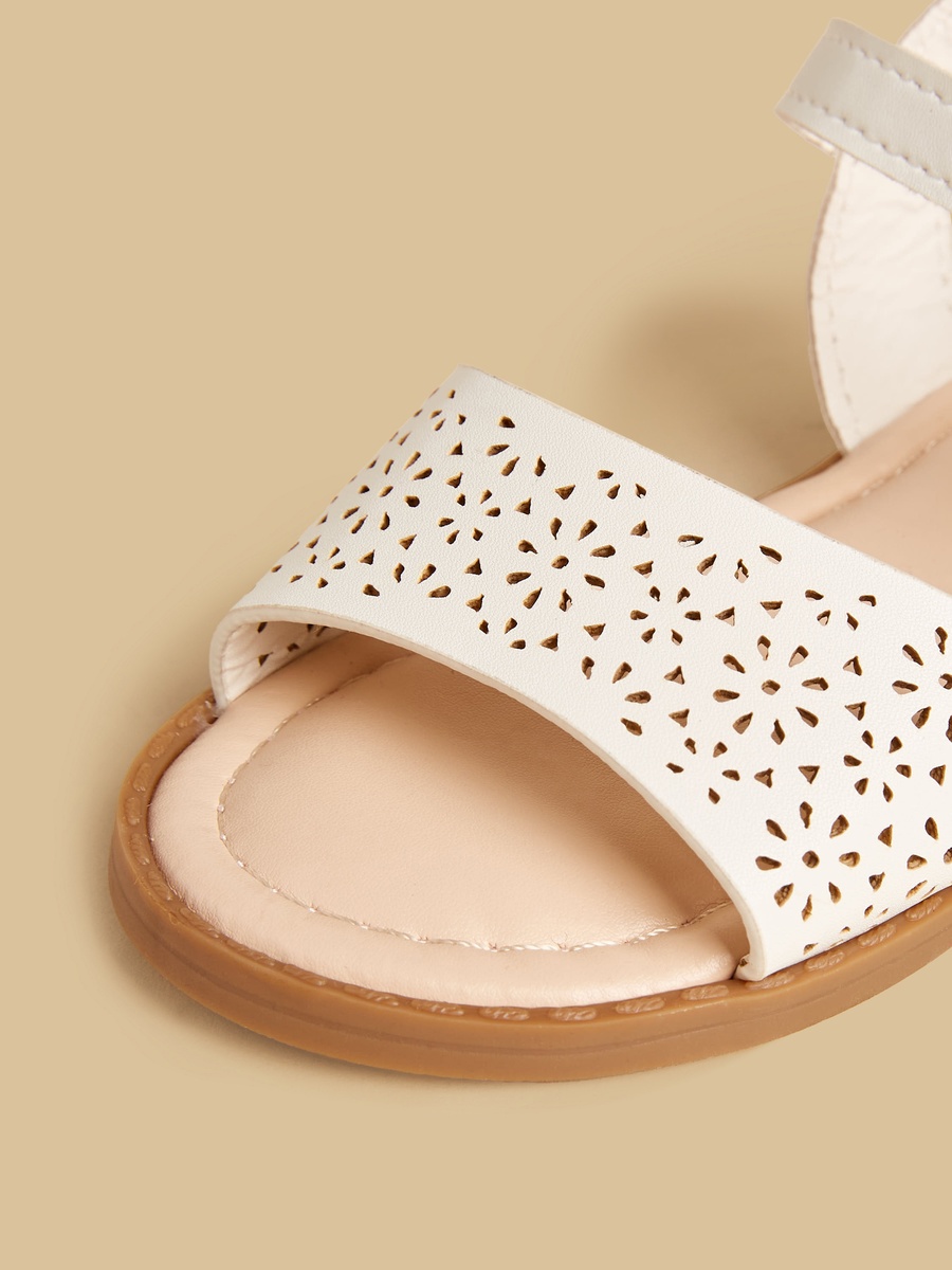 Cutout Design Sandals with Hook and Loop Closure