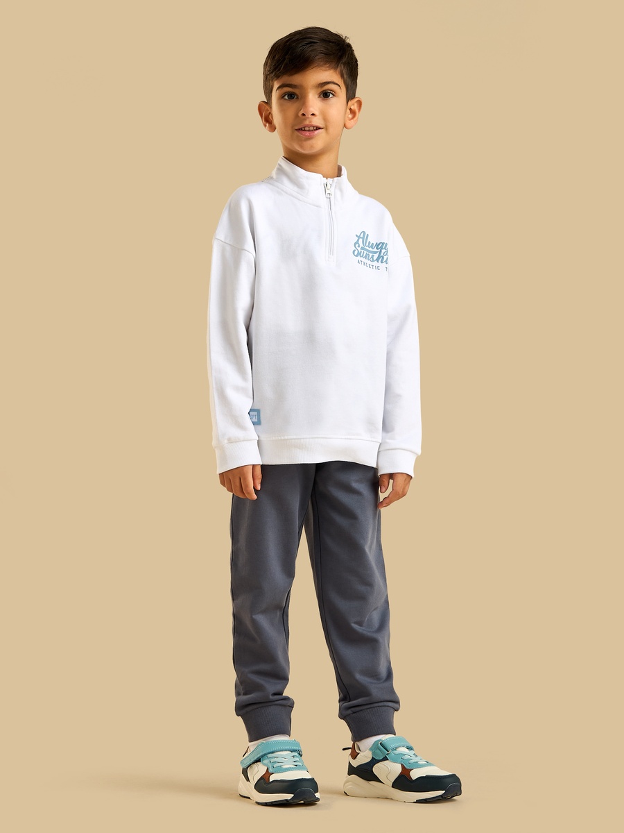 Printed Cotton Half Zip Sweatshirt and Joggers Set
