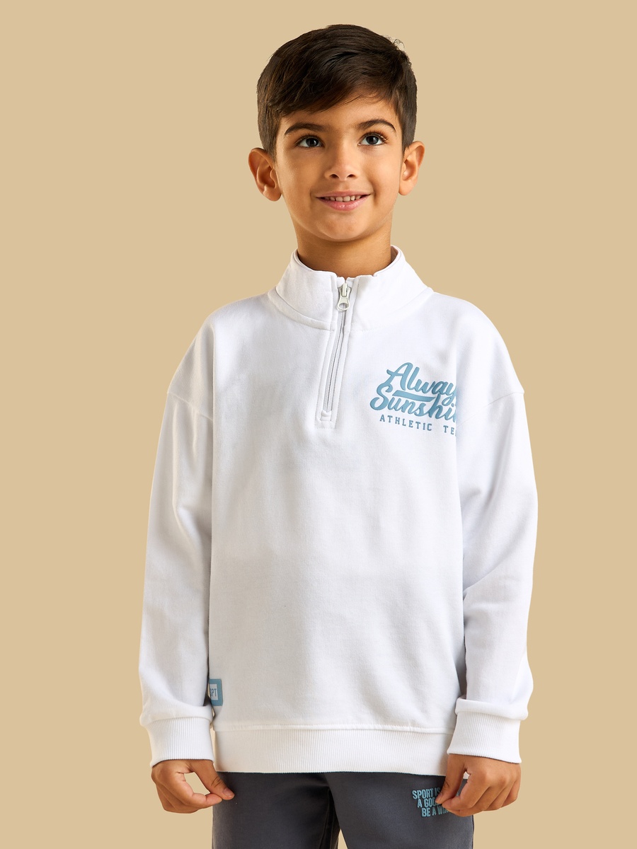 Printed Cotton Half Zip Sweatshirt and Joggers Set