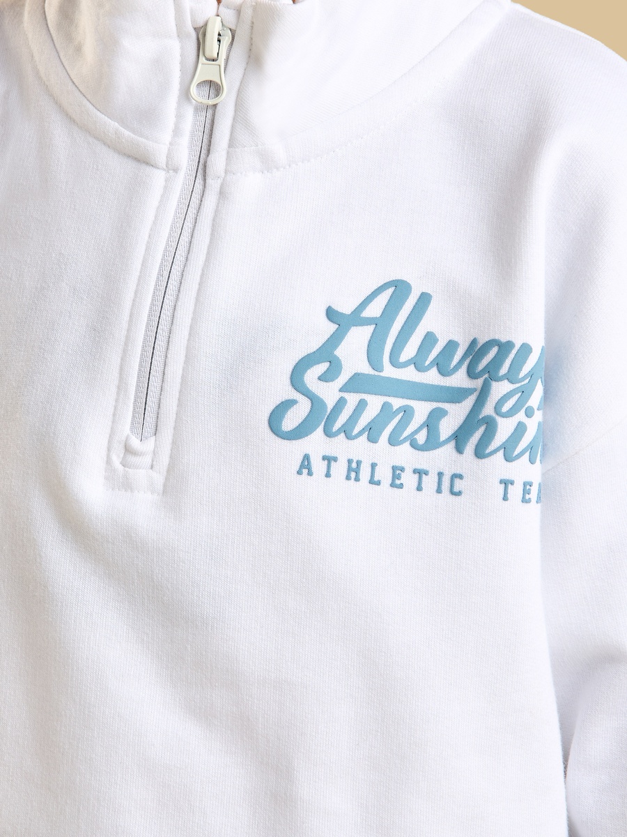 Printed Cotton Half Zip Sweatshirt and Joggers Set