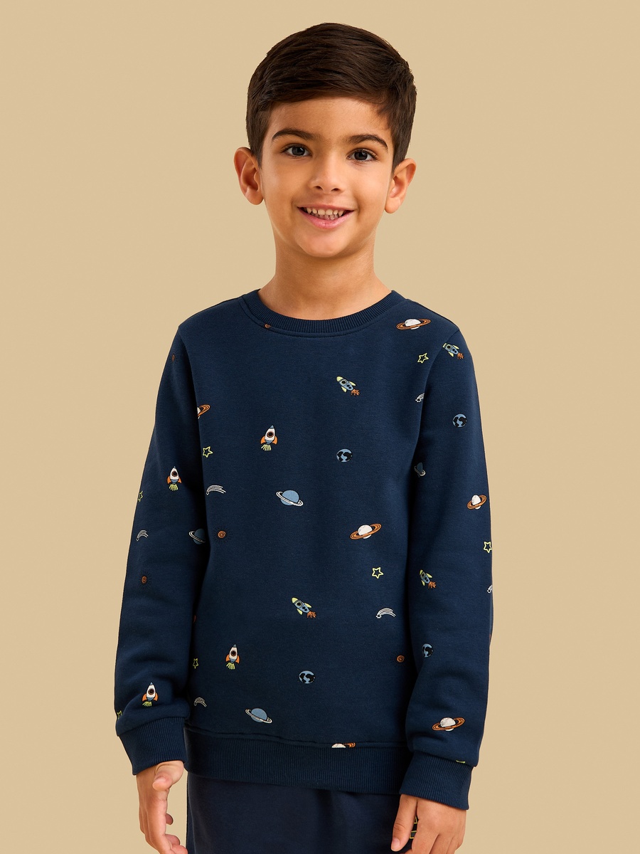 Space Print Sweatshirt and Joggers Set