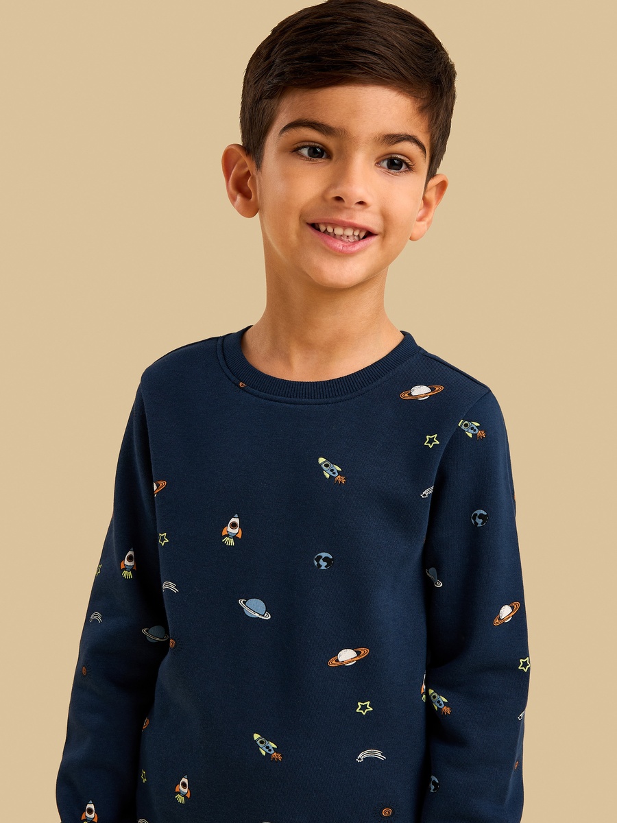 Space Print Sweatshirt and Joggers Set